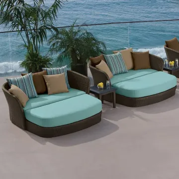 European-American Style Rattan Outdoor Recliner Sofa Bed
