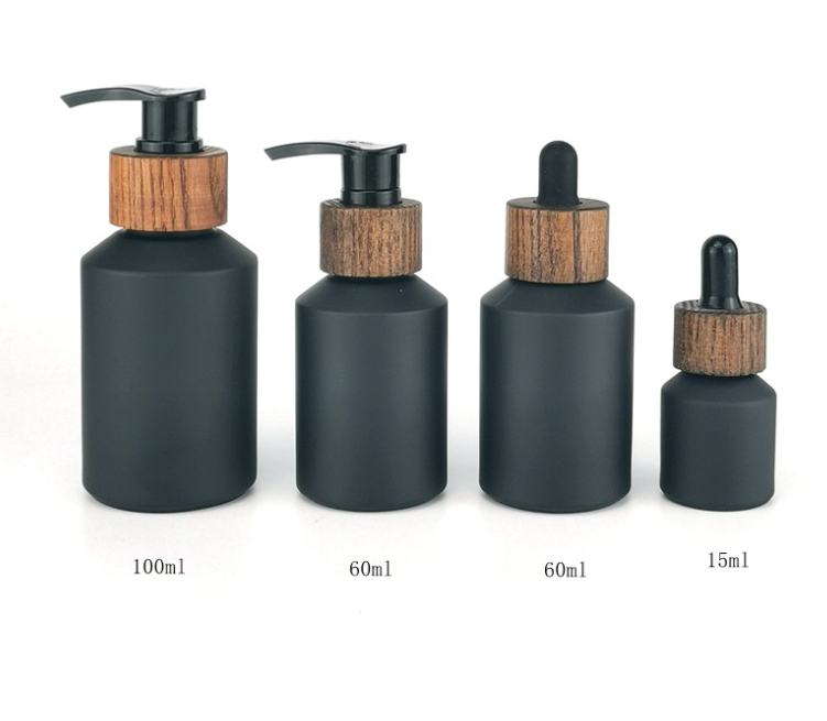 Matte Black Glass Lotion Bottle