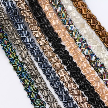 1.5cm Diamond-Shaped Multi-Color Retro Bead Edge Ribbon Tube Beaded Sequin Trim: Manufacturers and Suppliers