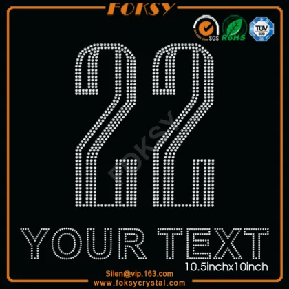 22 number Your Text rhinestone iron on