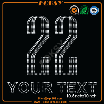 22 number Your Text rhinestone iron on