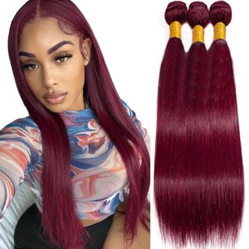 Brazilian Virgin Hair 99j Burgundy Straight Hair Bundle