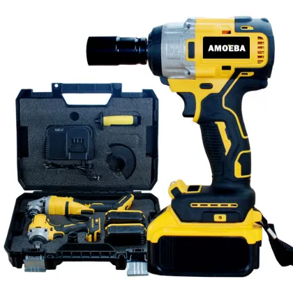 Lithium Battery Wrench and Wireless Angle Grinder Power Tools Set