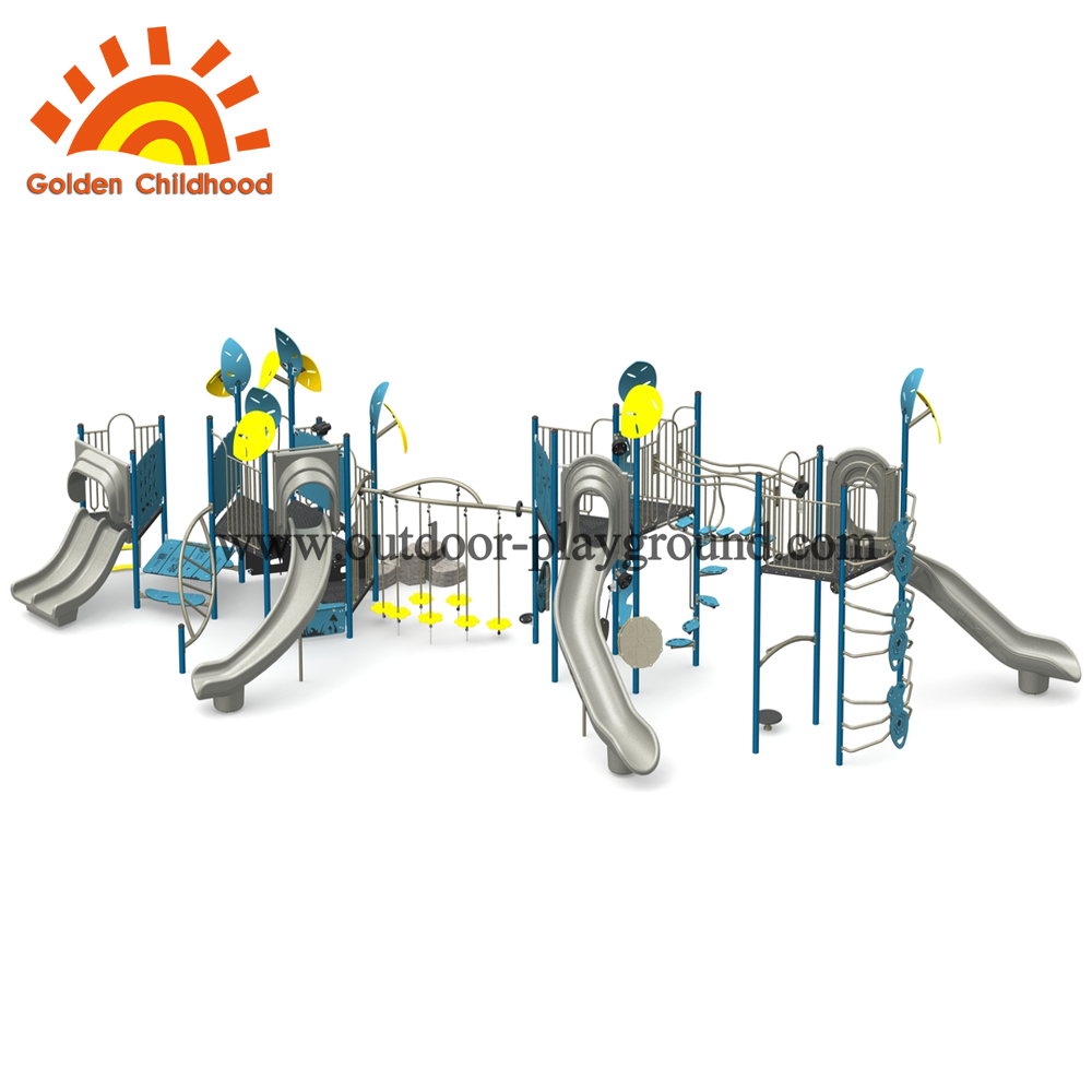 Bule And Yellow Slide Combination Outdoor Playground Equipment For Sale