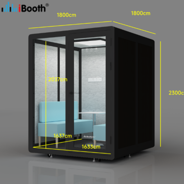 Acoustical office meeting pod for 4 persons