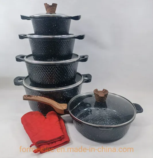 Aluminum Die-Cast Kitchenware Casserole Set 12PCS Cookware Set Maifan Stone Casserole