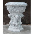 White Marble Cherub Floral Indoor-Outdoor Planter