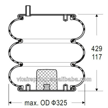 EZ RIDE gas-filled air bag 3B12-300 rubber air brake suspension system/ triple convoluted air spring