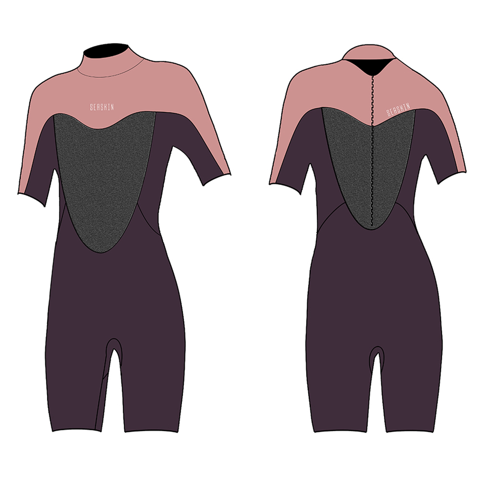 Seaskin bayanlar geri zip kısa dalış wetsuit