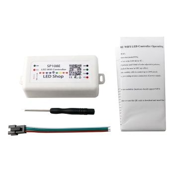 SP108E Wi-Fi LED Controller: Kontrol aplikasi smartphone untuk WS2811/WS2812B/WS2813/SK9822/APA102 LED strip (DC5-24V)
