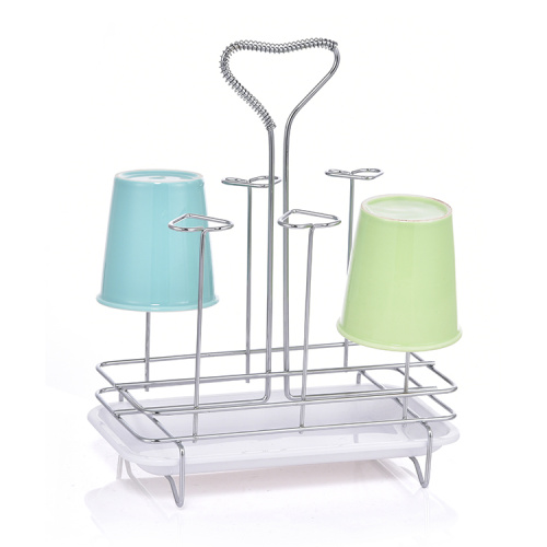 Metal Wire Rack chrome plated tea cup coffee mug hanger metal wire cup rack with tray Manufactory