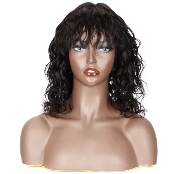Rebecca Natural Wave Bob Wigs With Bangs Water Wave Human Hair Wig For Women Remy Brazilian Scalp Part Lace Wig Human Hair