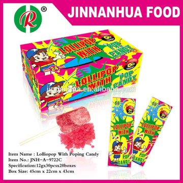ice cream lollipop with strawberry popping candy
