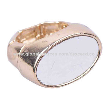 Fashion Cocktail Ring with Mirror Stones and Stretch Band, Low MOQ