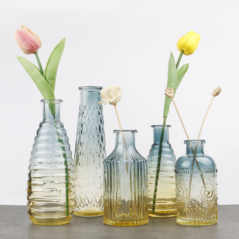グラデーションカラーガラス花瓶5pcsセット