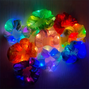 Luminous LED Hair Scrunchies: Colorful Glowing Hair Ties for Parties