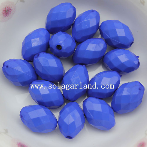 Opaque Colors Acrylic Faceted Oval Beads for Jewelry Parts