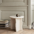 Wabi-sabi White Trabertine Stone Side Table