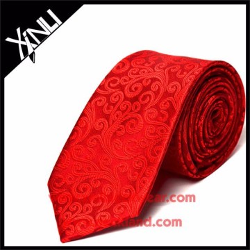 Floral Red Fabric Silk Woven Tie China Necktie Manufacturer