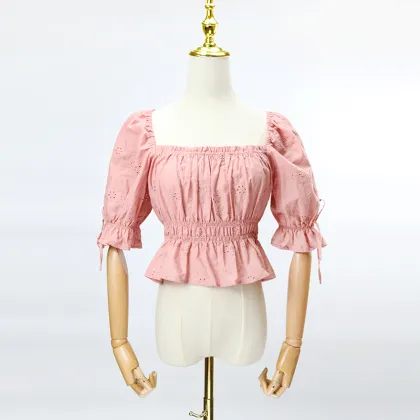 Puff sleeve waist short sleeve