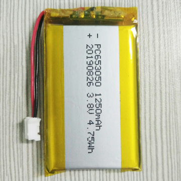 La batería de polímero de litio más caliente 653050 3.8V 1250mAh