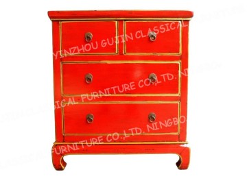 Asian Antique furniture Distressed Red Wood Chest of Drawers