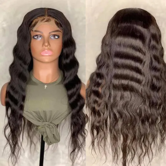 Cheap 150 Density Mink Bleached Knots Virgin Remy  Brazilian Hair 1B Natural Black Deep Wave 5X5 Transparent Lace Closure Wig