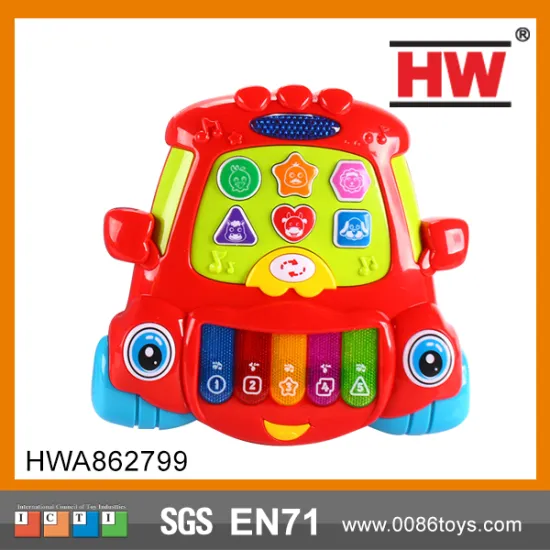 Funny Plastic Kids Toy Cartoon Car Shaped Musical Keyboard Piano Sale