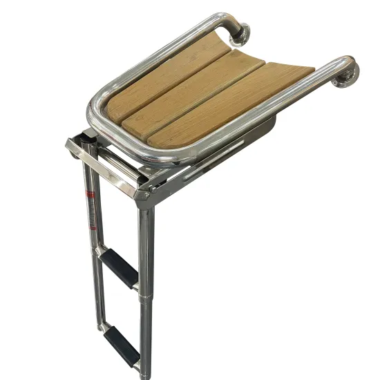Teak Wood Platform with 316 Stainless Steel 2/3 Step Ladder Bowsprit for Marine Boats
