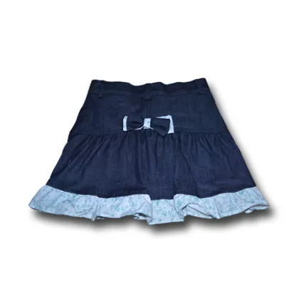 cotton black denim bowknot skirt for girls