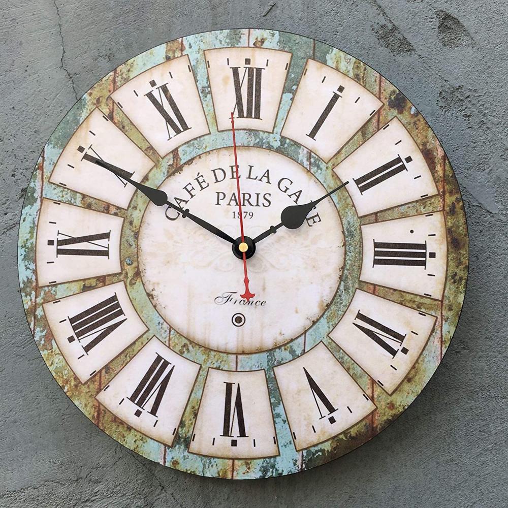 Horloge murale en bois rond de 14 pouces de 14 pouces