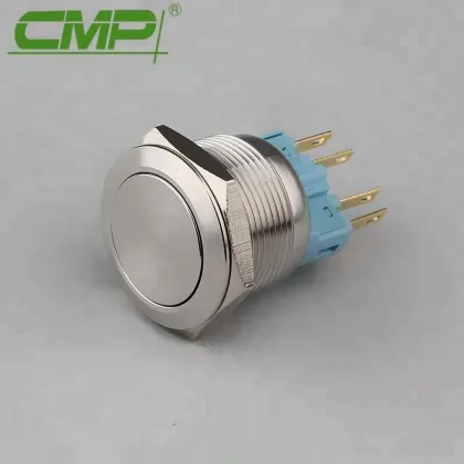 22MM 1NO 1NC Latched Push Button Switch, 4 Legs, Flush Round