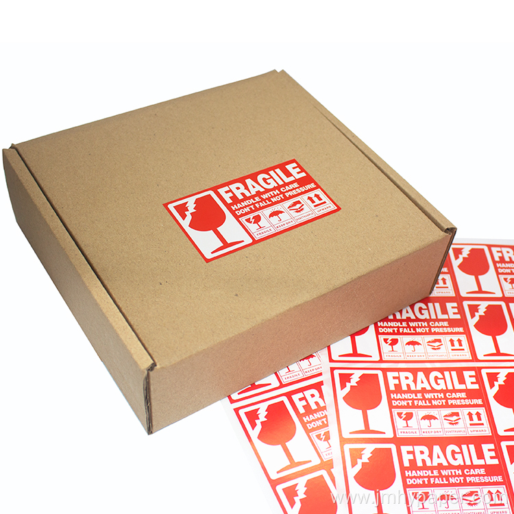 Handling stickers with care warning Fragile shipping label