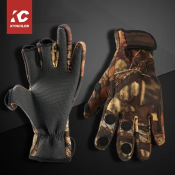 Unisex Camouflage Flexible 3 Cut Finger Winter Gloves for Hunting, Fishing, Riding & Cycling