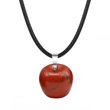 3D Red Jasper Apple Pendant Necklace for Women Girls
