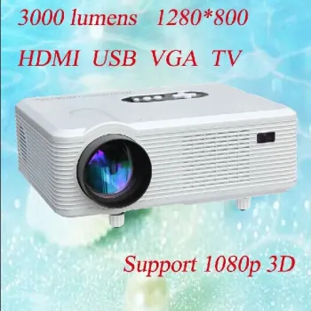 Native 720P 3000lumens 50000Hrs LED Lamp Projector with HDMI USB VGA TV A/V Interface