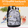 600D PU Graffiti Backpack Painting Bag