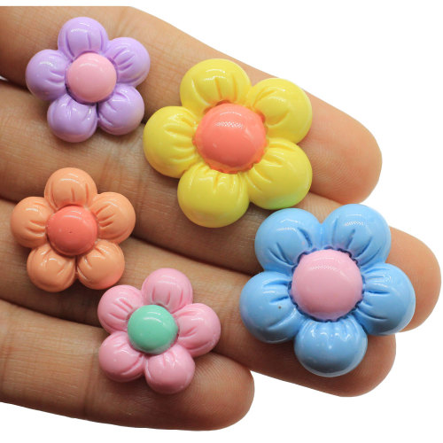 20mm Colorful Resin Flower Bead Flatback Accessory for Students Children Cute Earrings Finger Ring Making