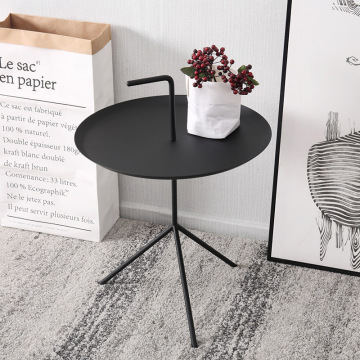 Wrought Iron Metal Corner Coffee Table - Simple and Modern Mobile Handheld Table