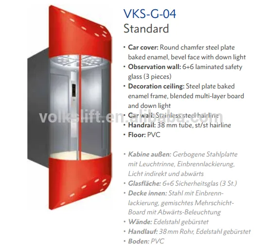 Volkslift Round Glass High Quality Panorama Elevator Lift Sino-Germany Joint Venture
