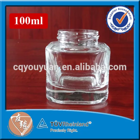 Small square cosmetic glass bottle 100ml screw cap top