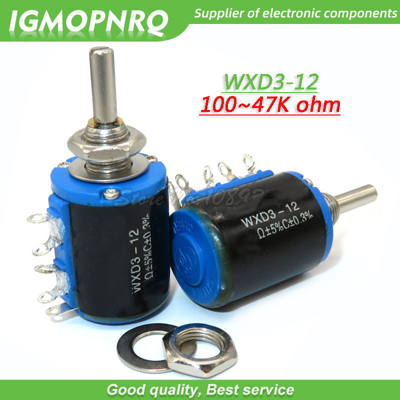 1pcs WXD3-12-1W Wirewound Potentiometer 100 220 470 1K 2K2 3K3 4K7 10K 22K 33K 47K Ohm 100R 220R 470R 2.2K 3.3K 4.7K WXD3-12 1W