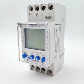 220V AC Electrical Time Switch Control - THC-822 16A Two Channels Timer Relay with 24hr, 7 Day Programming and Multi-Language Support