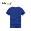Camiseta con cuello en O personalizado con logotipo barato azul marino