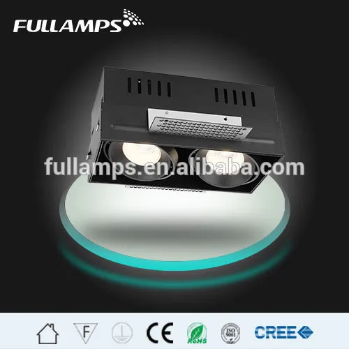 Trimless Double Square Adjustable Downlight 20W 360 degree adjustable, Sharp COB 2700K warm white