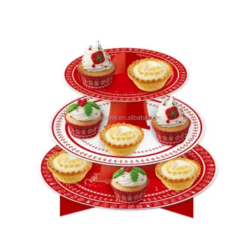 Customizable 3-Tier Christmas Cupcake Stand Made of Paper Cardboard for Parties