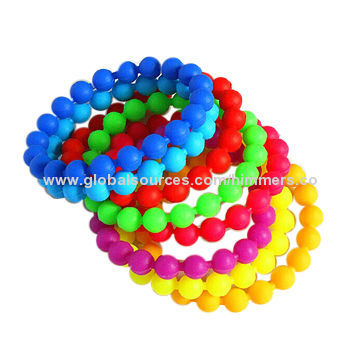 Customized promotional new design colorful beaded silicone bracelet