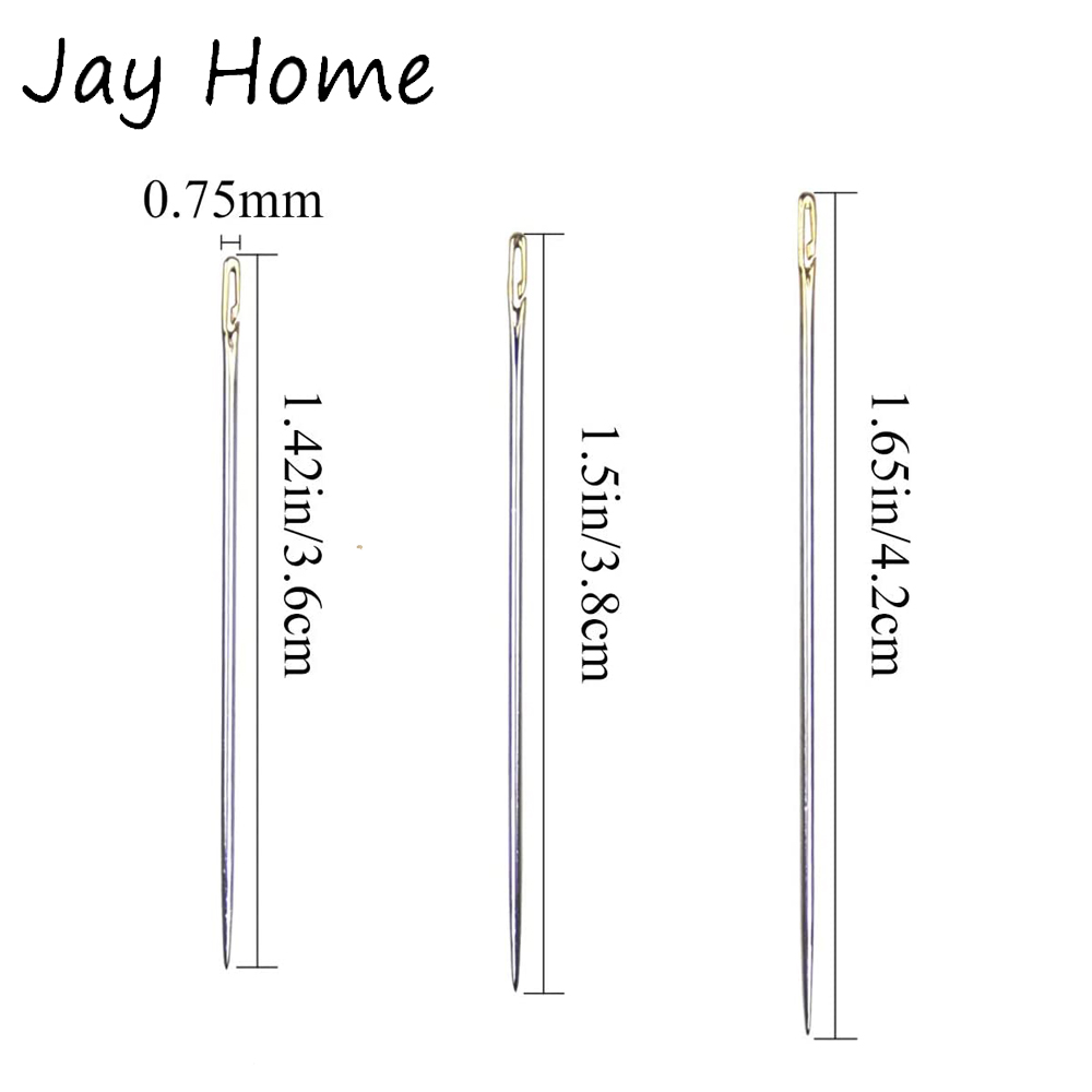 Round Wooden Needle Case with 12pcs Self Threading Needles DIY Crafts Sewing Needle Tubes Storage Case Embroidery Sewing Tools