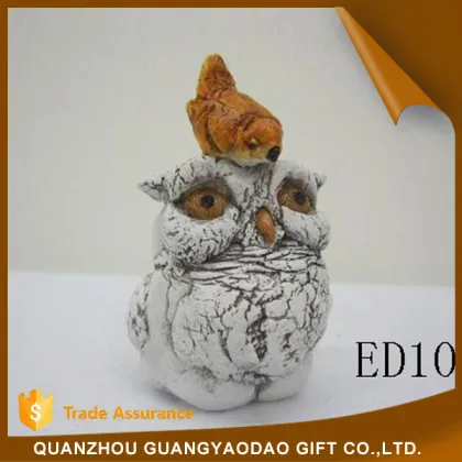 Miniature two innocent sleeping owls wedding decoration table decoration