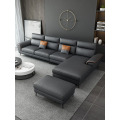 Conjunto de sofá en forma de L negro contemporáneo